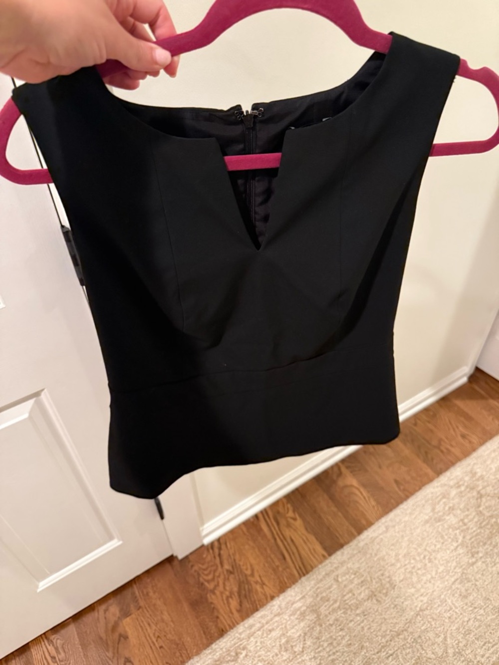 Ann Taylor Black Sleeveless V-Neck Peplum Top
